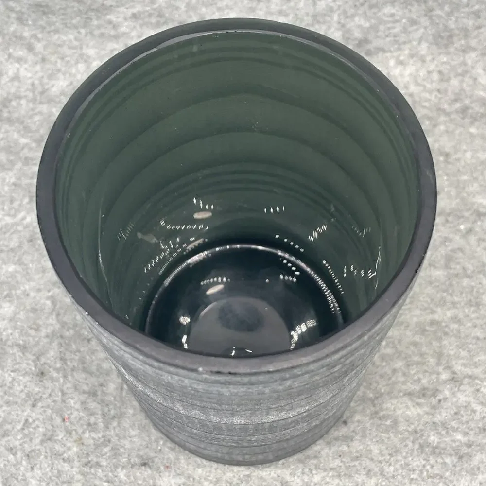 Vintage 2000s Eichholtz Of Ámsterdam Art Glass Vase Smoke Gray Cylindrical